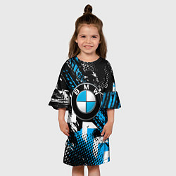 Платье клеш для девочки Следы от шин BMW, цвет: 3D-принт — фото 2