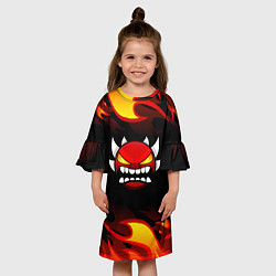 Платье клеш для девочки Geometry Dash Fire, цвет: 3D-принт — фото 2
