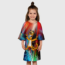 Платье клеш для девочки Новогодний тигр пляшет, цвет: 3D-принт — фото 2