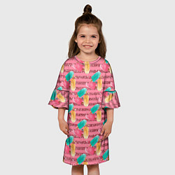 Платье клеш для девочки Сладкое мороженое с блестками, цвет: 3D-принт — фото 2