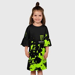 Платье клеш для девочки Monster Energy green, цвет: 3D-принт — фото 2