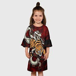 Платье клеш для девочки Тигр со Змеёй 2022, цвет: 3D-принт — фото 2