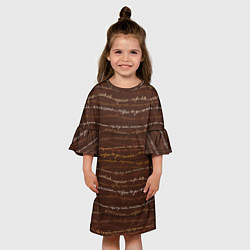 Платье клеш для девочки Разные Кофейные Надписи, цвет: 3D-принт — фото 2
