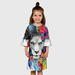 Платье клеш для девочки Лев - сильный взгляд, цвет: 3D-принт — фото 2