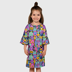 Платье клеш для девочки Разные Мультяшные Животные, цвет: 3D-принт — фото 2