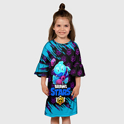 Платье клеш для девочки BRAWL STARS SQUEAK сквик бегущий, цвет: 3D-принт — фото 2