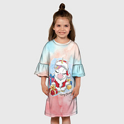 Платье клеш для девочки Зимнее Чудо!, цвет: 3D-принт — фото 2