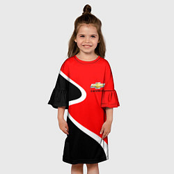 Платье клеш для девочки Chevrolet Логотип, цвет: 3D-принт — фото 2