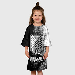 Платье клеш для девочки Чёрно-Белый Логотип Атака Титанов, цвет: 3D-принт — фото 2