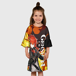 Платье клеш для девочки ДИЛЮК ПИРО ВЗРЫВ DILUC, цвет: 3D-принт — фото 2