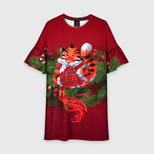 Детское платье Игривый китайский тигр / 3D-принт – фото 1