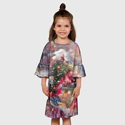 Платье клеш для девочки Ностальгия Рождества, цвет: 3D-принт — фото 2