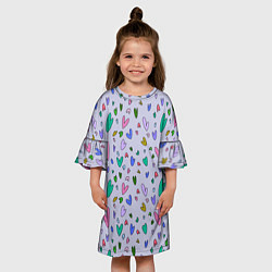 Платье клеш для девочки Сиреневые сердечки, цвет: 3D-принт — фото 2