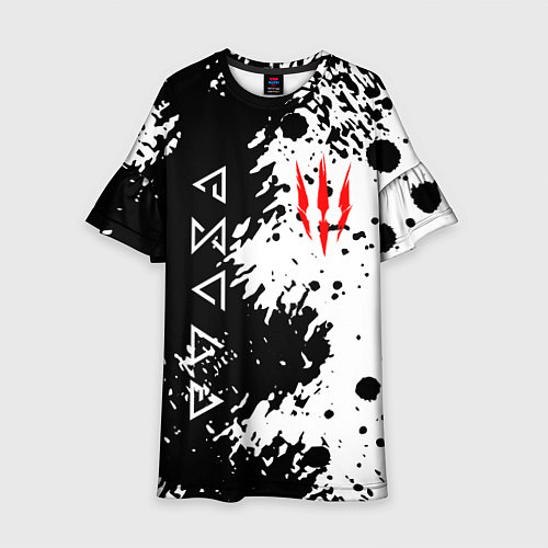 Детское платье The Witcher black & white / 3D-принт – фото 1