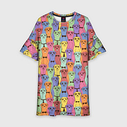 Платье клеш для девочки Красочные Сурикаты, цвет: 3D-принт