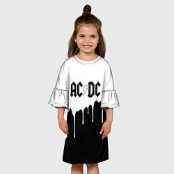 Платье клеш для девочки ACDC подтёки, цвет: 3D-принт — фото 2