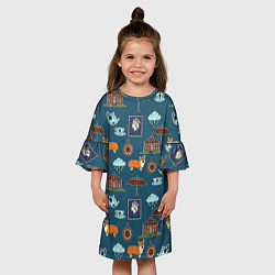 Платье клеш для девочки Англия паттерн, цвет: 3D-принт — фото 2