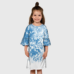Платье клеш для девочки Коллекция Зимняя сказка Зимний пейзаж W-1, цвет: 3D-принт — фото 2
