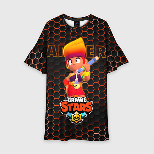 Детское платье Амбер BRAWL STARS соты / 3D-принт – фото 1