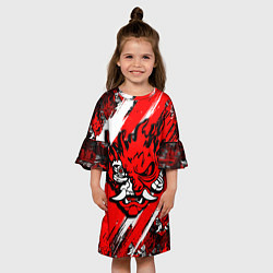 Платье клеш для девочки SAMURAI CYBERPUNK 2077 RED AND WHITE, цвет: 3D-принт — фото 2