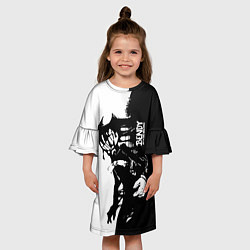 Платье клеш для девочки Bendy and the Ink Machine ЧБ, цвет: 3D-принт — фото 2