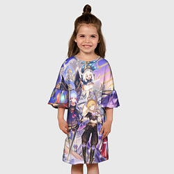 Платье клеш для девочки Genshin Impact - Арка Инадзумы, цвет: 3D-принт — фото 2