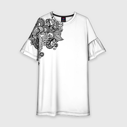 Детское платье Черно Белые КруЖева / 3D-принт – фото 1