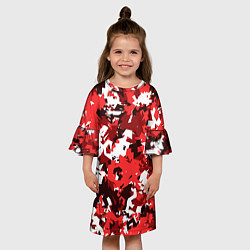 Платье клеш для девочки Красно-белый камуфляж, цвет: 3D-принт — фото 2
