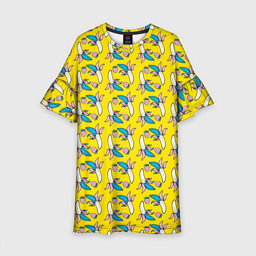 Детское платье Летний узор Забавные бананчики / 3D-принт – фото 1