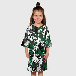 Платье клеш для девочки Зелено-черный камуфляж, цвет: 3D-принт — фото 2