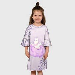 Платье клеш для девочки Муми-тролль и счастливое облако, цвет: 3D-принт — фото 2