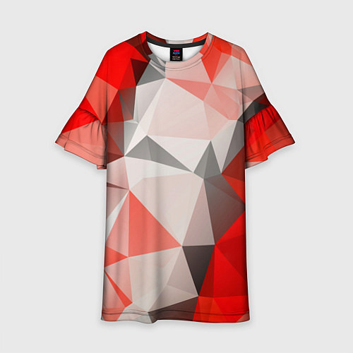 Детское платье Красно-серая геометрия / 3D-принт – фото 1