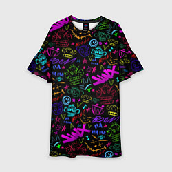Платье клеш для девочки League Of Legends - Arcane неоновые логотипы, цвет: 3D-принт