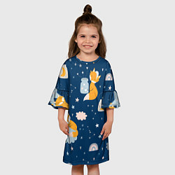 Платье клеш для девочки Спящий лисенокsleeping fox, цвет: 3D-принт — фото 2