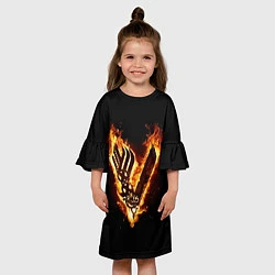 Платье клеш для девочки Викинги: Вальхалла, логотип, цвет: 3D-принт — фото 2