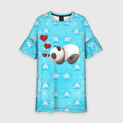 Платье клеш для девочки Сонная милая панда, цвет: 3D-принт
