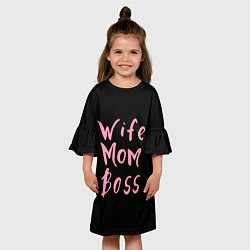 Платье клеш для девочки Wife Mom Boss, цвет: 3D-принт — фото 2