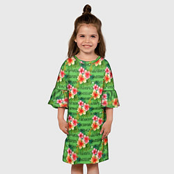 Платье клеш для девочки Летние цветочки и блестки, цвет: 3D-принт — фото 2
