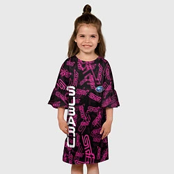 Платье клеш для девочки SUBARU STI PATTERN, цвет: 3D-принт — фото 2