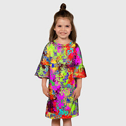 Платье клеш для девочки Пиксельный камуфляж Токсик, цвет: 3D-принт — фото 2