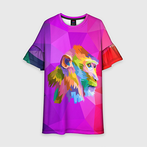 Детское платье Цветная обезьяна Color monkey / 3D-принт – фото 1