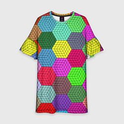 Платье клеш для девочки Геометрический узор Pattern, цвет: 3D-принт