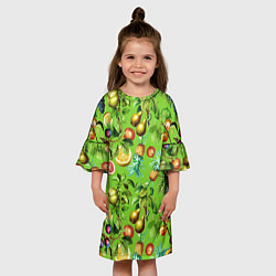 Платье клеш для девочки Сочные фрукты паттерн, цвет: 3D-принт — фото 2
