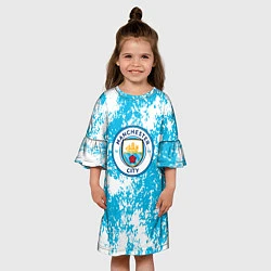 Платье клеш для девочки Манчестер сити fc, цвет: 3D-принт — фото 2