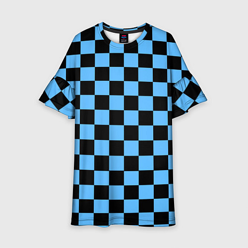 Детское платье Шахматная доска Синяя / 3D-принт – фото 1