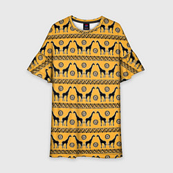 Платье клеш для девочки Жирафы Сафари, цвет: 3D-принт