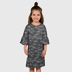 Платье клеш для девочки Тёмно-Серый Камуфляж Рыбака, цвет: 3D-принт — фото 2