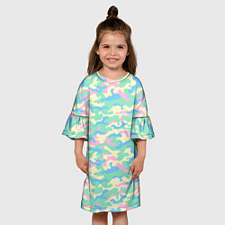 Платье клеш для девочки Камуфляж пастельные цвета, цвет: 3D-принт — фото 2