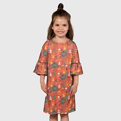 Платье клеш для девочки Мне Нравится Йога, цвет: 3D-принт — фото 2
