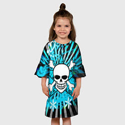 Платье клеш для девочки Neon Skull, цвет: 3D-принт — фото 2